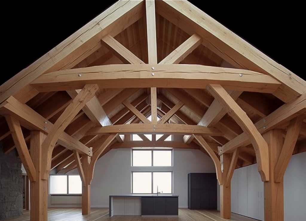 timber hammer beam truss interior
